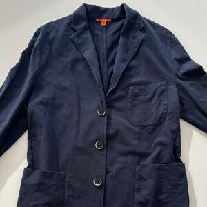 Barena Navy Blue Jersey Blazer with Button Closure